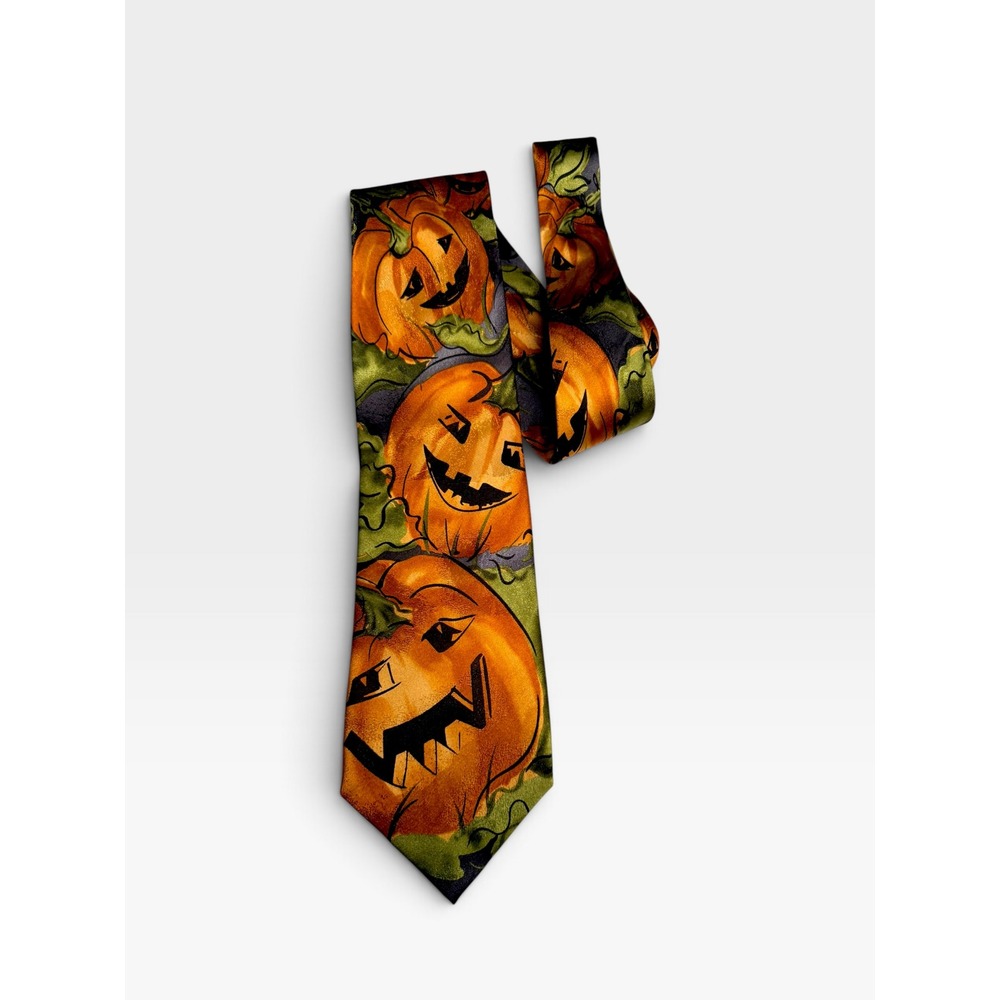 J. Garcia Butterfly Trap Halloween Pumpkin silk Tie Collection 54 Orange